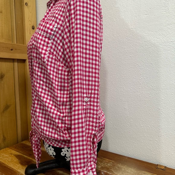 Jones New York Button Down Pink and White Check Blouse - Picture 5 of 5
